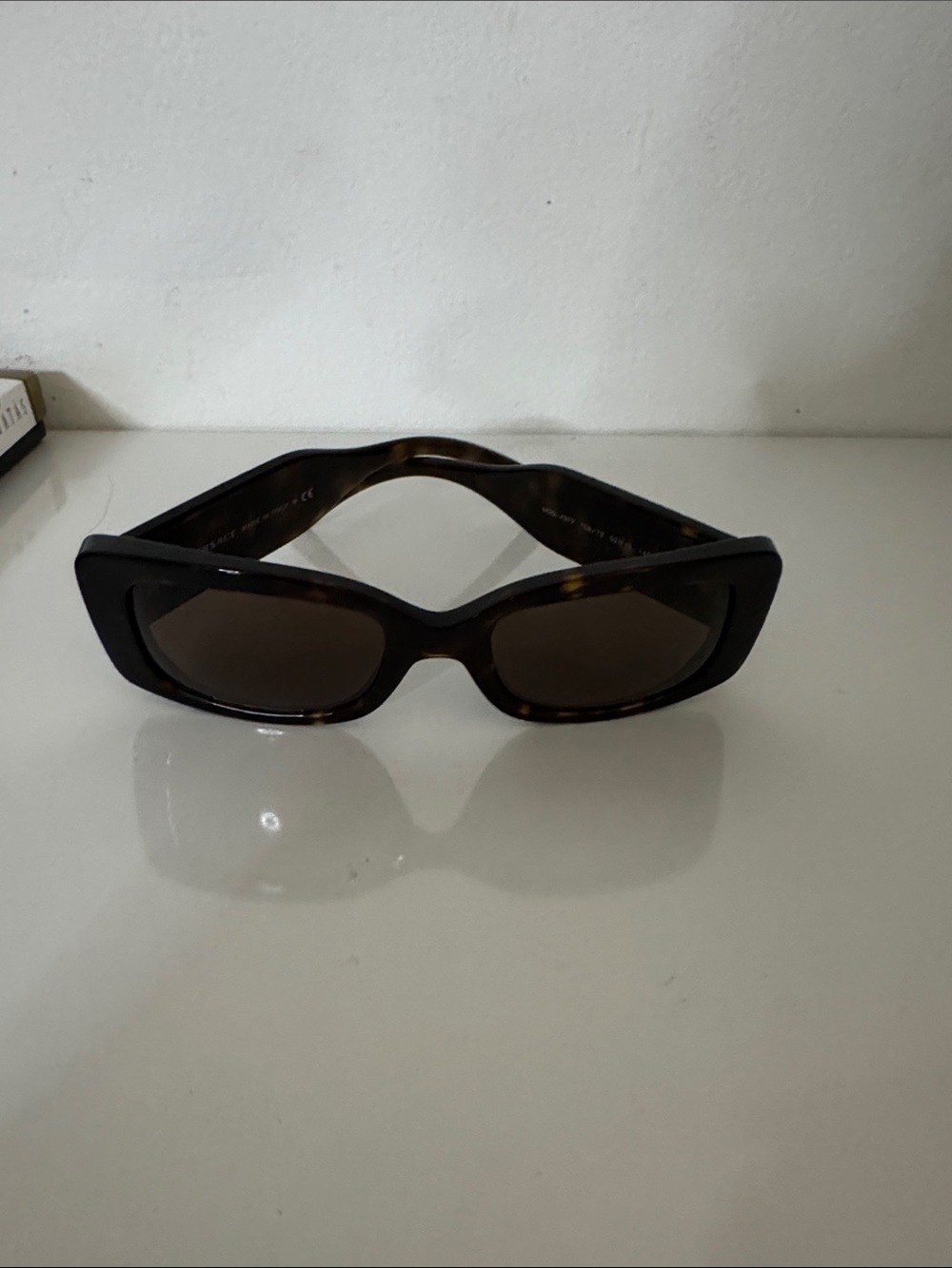Versace Tortoiseshell Rectangular Sunglasses with Brown Lenses